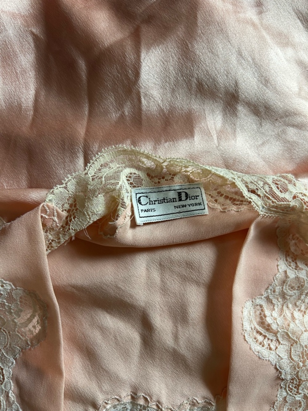 Dior Peach Satin Lace-Trim Camisole - Picture 3 of 4